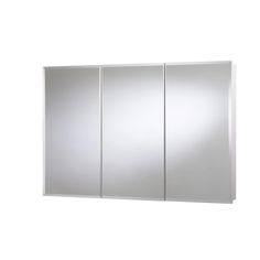 48 in. W x 30 in. H x 5-1/4 in. D Frameless Tri-View Surface-Mount Medicine Cabinet with Easy Hang System in White - Super Arbor Triple Mirror, Mirrored Bathroom, Mirrored Medicine Cabinet, Glamorous Bathroom, Surface Mount Medicine Cabinet, Medicine Chest, Bathroom Model, Mirror Panels, Elegant Mirrors