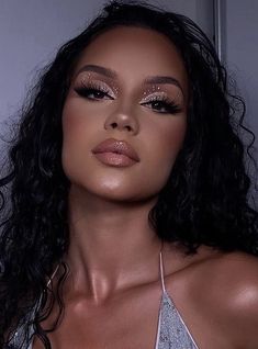 Prom Makeup For Brown Eyes, Sultry Makeup, Gold Makeup Looks, Rhinestone Makeup, Prom Eye Makeup, Prom Makeup Looks, Rave Makeup, Formal Makeup, Glam Makeup Look