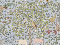 an image of a tree with animals and birds on it