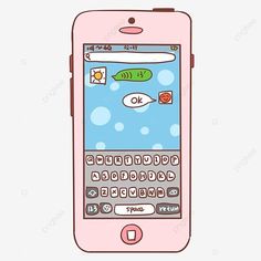 a pink cell phone with an image of fish on the screen and bubbles in the water