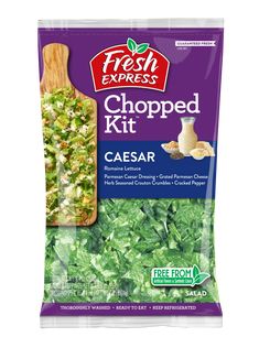 fresh express chopped salad kit with celery and parsleys in the bag