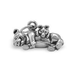 Created with Eselt - eBay Listing Design Editor Send us a message Created with Eselt - eBay Listing Design Editor Our Store Seller Profile Feedback About us Contact Created with Eselt - eBay Listing Design Editor Authentic 925 Sterling Silver Pig with Piglet Women's Bracelet Charm   Oxidized sterling silver pig with adorable piglet charm. The charm is approximately 14mm x 18mm. .925 Sterling Silver ABOUT US: Precious Stars jewelry designs offers a wide range of products for every occasion - simply put it we have something for everyone. We carry some of the most magnificent and unique jewelry products in the world. Based in Los Angeles, Precious Jewels has been a manufacturer and importer of diamonds and diamond jewelry for over 25 years. Today we design not only with Gold and Platinum but Pig Jewelry, Baby Pig, Animal Pendant, Pet Pigs, Baby Pigs, Sterling Silver Cat, Jewelry Bracelets Silver, Lucky Charms, Cat Jewelry