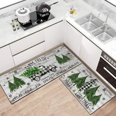 kitchen area rugs with christmas trees on them