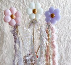 "Resin daisy wand. In 3 colors: pink, white, lavender. Length is ~9\". All wands are handmade and may have slight variations." Ghost Wand, Lavender Wand, Flower Wand Flower Girl, Noble Collection Wands, Flower Girl Wand, Costume Accessories, Lavender, Daisy, Pink