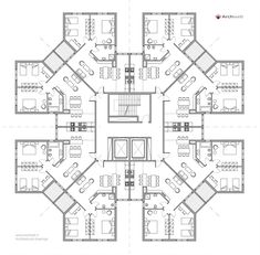 the floor plan for an office building with multiple floors and several rooms in each room