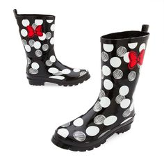 Our Favorite Items to Rock The Dots With Minnie Mouse Outfits With Rain Boots, Rain Boots For Kids, Rainboots Outfit, Polka Dot Rain Boots, Minnie Mouse Birthday Party Decorations, Boots For Kids, Toddler Rain Boots