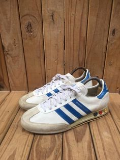 New! Rare Vintage Adidas Kegler super White /blue SNEAKERS size UK 7.5 USA 8 EUR 41.5 was just added to eBay. Check it out! #eBay #eBaySeller Jogging Sneakers With Gum Sole, Retro Round Toe Sneakers For Light Sports, Retro Blue Custom Sneakers For Sports, Retro Custom Sneakers With Round Toe For Sports, Vintage Custom Sneakers With Boost Midsole, Retro Blue Adidas Sneakers, Vintage Low-top Running Sneakers, Adidas Retro Sneakers With Cushioned Footbed, Running Shoes With Gum Sole And Round Toe