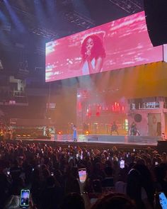 a large group of people at a concert with cell phones in front of the stage