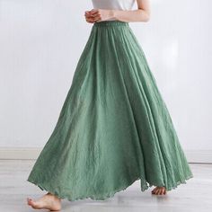 ad eBay - High Quality Cotton Maxi Skirt Casual Elastic High Waist Pleated A-Line Skirts - Buy Now, click the link (eBay) Beach Skirts, Linen Maxi Skirt, Boho Chique, Cotton Maxi Skirts, Maxi Rok, High Waisted Maxi Skirt, Cotton Linen Dresses, Womens Maxi Skirts, Pleated Maxi Skirt