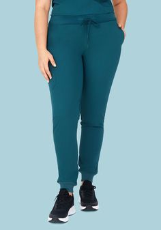 These high waist joggers are cut from spill resistant, 4-way stretch, breathable fabric and feature ribbed elastic ankle cuffs and 7 versatile pockets. High Waist Joggers, High Waisted Joggers, Blue Joggers, Caribbean Blue, Mens Cargo, Ankle Cuffs, Pocket Top, Scrub Pants, Cargo Pants Men