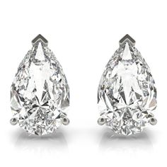 GIA Certified Pear Shape Diamond Stud Earrings (.50 ctw) Pear Diamond Earrings, Diamond Carat Size, Round Cut Diamond Earrings, Pear Cut Diamond, Single Stone, Solitaire Diamond, Diamond Stud Earrings, Earring Type, Pear Diamond