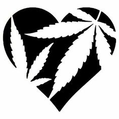 a black and white heart with leaves on it