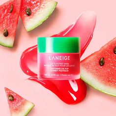 Lip Sleeping Mask | LANEIGE Laneige Watermelon Lip Mask, Watermelon Laneige, Laneige Watermelon, Beachy Products, Watermelon Lip Balm, Watermelon Pops