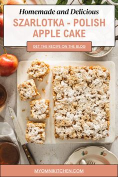 homemade and delicious savora - polish apple cake on a cutting board