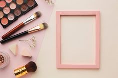 Top view arrangement with make-up items and frame | Free Photo Makeup Backgrounds, Painted Tires, Oriflame Beauty Products, Frame Download, Makeup Drawing, Makeup Accesories, Free Frames, Cosmetic Design