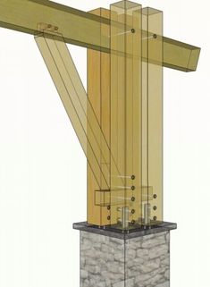 an image of a wooden structure with glass on it's top and bottom part