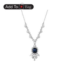 in stock Sapphire Necklaces With Jewels For Party, Blue Clavicle Chain Jewelry For Parties, Blue Clavicle Chain Jewelry For Formal Occasions, Blue Jeweled Costume Jewelry Necklaces, Blue Costume Jewelry Necklaces With Jewels, Formal Blue Clavicle Chain Jewelry, Formal Blue Jeweled Necklace, Blue Pendant Necklace For Evening, Elegant Blue Necklace With Jewels