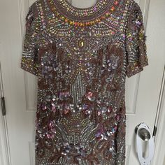 Asos Brand Sequined And Beaded Embellished Dress.Multicolor Pink Coloring. Size Us 8. Zipper Back Closure. New With Tags And Never Worn. Dress Is On Heavier Side Due To All The Sequence And Beading. Clad And Cloth, Mid Thigh Dress, Neon Green Dresses, Pink Coloring, Floral Tea Dress, Cami Midi Dress, Spotted Dress, Court Dresses, Asos Dresses