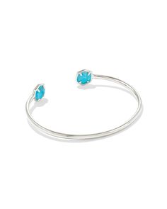 A minimalist pinch cuff bookended with our signature stone-inlaid shape, the Davis Sterling Silver Small Cuff Bracelet in Turquoise is a stacking staple. No matter the size of your wrist, it’s sure to fit you and your one-of-a-kind style. Modern Turquoise Cuff Bangle Bracelet, Modern Turquoise Cuff Bangle, Adjustable Turquoise Cuff Bracelet Modern Style, Adjustable Turquoise Modern Cuff Bracelet, Sold Out Sign, Silver Collection, Demi Fine Jewelry, Genuine Turquoise, Kendra Scott