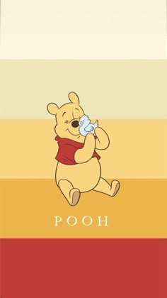 winnie the pooh wallpaper with an iphone app on it's display screen