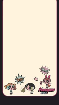 the powerpuff girls stationery paper is shown in pink and black, with cartoon characters