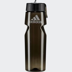 the adidas water bottle is brown and white with black trimmings on it