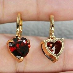 ad eBay - Heart Cut Simulated Red Garnet Heart Drop Dangle Earring 14K Yellow Gold Plated - Buy Now, click the link (eBay) Garnet Heart, Color Stones, Fashion Jewelry Earrings, Red Garnet, White Topaz, Fashion Watches, Blue Sapphire, Garnet, Topaz