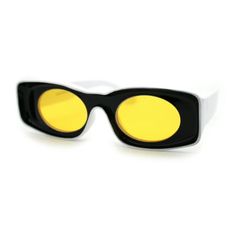 Truly a unique find! Concave saucer shaped wide plastic frame narrow rectangular mod design, with retro oval lenses, fresh off runway, these will turn heads. Made with premium composite plastic, reinforced metal hinges, and 100% UV400 polycarbonate lenses will protect your vision with an elegance and edge! (a523) 5 7/8" (149mm) x 1 7/8" (48mm) 100% UV400 Premium Polycarbonate Lenses Reinforced Metal Hinges Unique runway fashion Bridge Width: 16mm Temple Length: 143mm Lens Width: 47mm Lens Height Outfit Ideas Streetwear, Amazon Accessories, Futuristic Sunglasses, Mod Design, Amazon Hacks, Sunglasses Box, Polarized Aviator Sunglasses, Amazon Shop, Round Sunglasses Women