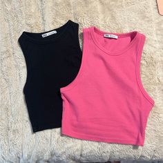 Pink And Black Zara Tank Size Us M Worn Only A Few Times Looks Brand New Zara Pink Fitted Tank Top, Zara Fitted Pink Tank Top, Fitted Pink Zara Tank Top, Fitted Zara Pink Tank Top, Pink Stretch Crop Top By Zara, Zara Pink Stretch Crop Top, Zara Pink Tank Top For Spring, Chic Pink Zara Tank Top, Pink Stretch Zara Top