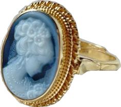 14k Gold Cameo Ring, Blue Cameo Jewelry Gift, Yellow Gold Cameo Ring Fine Jewelry, Cameo Ring Gem, Antique Yellow Gold Cameo Ring, Mother Bride, Summer Jewellery, Cameo Ring, Jewellery Gold