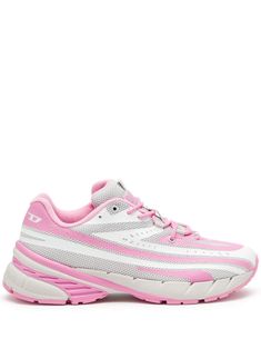 pink/grey/white micro-mesh panels debossed logo to the side logo-print tongue round toe front lace-up fastening cushioned insole chunky rubber sole Sneakers Pink, Debossed Logo, Mesh Panel, Shoe Game, Pink Grey, Logo Print, Womens Shoes Sneakers, Lace Front, Grey And White