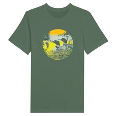 Show your love for Canada's common loon duck with this comfortable and stylish t-shirt. Our t-shirts are made ethically with high-quality materials to ensure a durable and long-lasting product. Size: Available in small, medium, large, and extra-large to 3XL.  Color: Choose from a variety of colors, including black, navy, and heather gray and more! Shipping: We ship within 1-5 days of receiving your order. Shipping times may vary depending on your location. About us: We are a small Canadian business dedicated to creating high-quality and ethical products. When you buy from us, you're supporting a local business and helping to promote sustainable and responsible manufacturing practices. Order now and show off your love for Canada's most iconic bird! Fabric: ● 4.2 oz., 100% airlume combed and Outdoor Cotton Crew T-shirt, Green Cotton Nature-inspired T-shirt, Green Graphic Print Outdoor T-shirt, Camping Cotton Screen Print T-shirt, Common Loon, Green Cotton T-shirt For Hiking, Bird Fabric, Nature Wildlife, Local Business