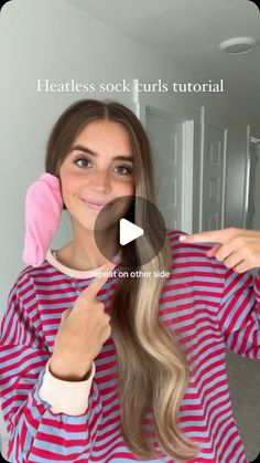 Maddy Millard on Instagram: "My new every night heatless curls 😍😍 so easy too🙌🏻

#hair #hairtok #hairstyle #hairinspo #hairtutorial #hairideas #haircare #healthyhair #longhair #heatlesscurls #sockcurls #sockcurlstutorial #schoolhairstyles #easyhairstyles #trendinghairstyle #viralhairstyle #holidayhair #curlscheck" Step By Step Heatless Curls, Heatless Loose Curls, Heatless Curls Medium Length, Maddy Millard, Diy Heatless Curls, Over Night Curls, Night Curls, Sock Curls, Heatless Curls Overnight