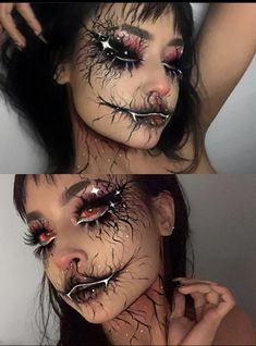 Goth Eye Makeup, Halloweenský Makeup, Holloween Makeup, Creepy Makeup, Makeup Photos, Creepy Halloween Makeup, Punk Makeup, Horror Makeup, Halloween Makeup Inspiration