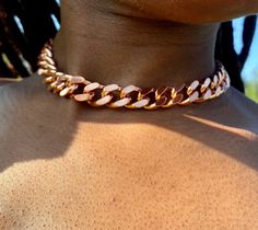 100% Copper Cuban link choker chain now available in 14.5 or 15 inches! These can be made at longer lengths to your preference at request Trendy Rose Gold Chain Choker Necklace, Trendy Rose Gold Choker Chain Necklace, Chic Adjustable Chain Choker, Gift Chain Necklace Choker, Trendy Choker With Chain Strap, Trendy Adjustable Chain Choker Necklace, Trendy Gold Chain Link Choker, Trendy Chunky Chain Choker, Trendy Curb Chain Choker Necklace