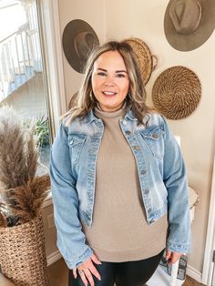 Everybody will be dancing when you rock this adorable denim jacket! It includes a button up front, collared neckline, long sleeves, front pockets, and beige fring across the back. Pair this with a graphic tee and some cute sunglasses and you'll be ready to hit the road! Abby is wearing a size large. Size Suggestions: Small: 2-6 Medium: 8-10 Large: 12-14 Fabric Content: 87% Cotton 13% Polyester Care Instructions: Hand wash, cold. Do not bleach. Line dry. SKU: #210105 Trendy Denim Vest With Frayed Hem For Fall, Medium Wash Denim Vest With Frayed Hem For Fall, Fall Medium Wash Denim Vest With Frayed Hem, Trendy Distressed Denim Vest For Fall, Trendy Denim Vest For Fall, Fall Denim Vest For Day Out, Trendy Medium Wash Long Sleeve Denim Jacket, Fall Denim Jacket Washed For Day Out, Fall Washed Denim Jacket For Day Out