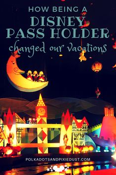 the disneyland pass holder is lit up at night