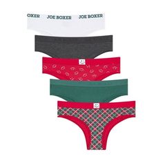 Give the gift of cuteness & comfort (or keep them for yourself!) This 5-pack Women's Holiday Tanga Panty set makes for the perfect stocking stuffer. Crafted with breathable cotton and added stretch that makes for perfect comfort. Designed with 3 solids, and 2 prints to make any outfit more festive! This bikini has branded Joe Boxer Logo comfort elastic. Added bonus to this already awesome set is the Zippered Joe Boxer MakeUp bag. Size: L.  Color: Multicolor.  Gender: unisex.  Age Group: adult. Boxer Makeup, Boxers Women, Womens Boxer, Joe Boxer, Perfect Stocking Stuffers, Womens Bras, Quick Jokes, Stocking Stuffer, Short Girls