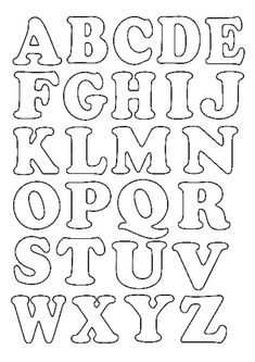 the alphabet is outlined in black and white