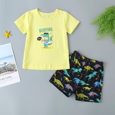 Boys Crocodile Letter Print Tee & Shorts - PrettyKid Pom Pom Socks, Fancy Fabric, Tee Shorts, Letter Print Tee, Cartoon Letters, Boys Set, Floral Print Skirt, Girls Prints, Print Tee