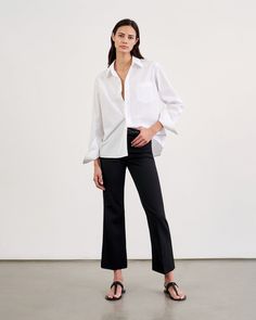 CROPPED CORETTE PANT | Nili Lotan Button Sweater, Embroidered Tunic, Cropped Trousers, Silk Crepe, Pocket Detail, Cotton Poplin, Snug Fit, Top Shirt, Button Down Shirt