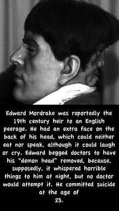 a black and white photo with the words edward mordres was reported by the 19th century her to an english language