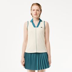 Women's Ultra-Dry Tennis Polo Moisture-wicking Tennis Tops For Summer, Sleeveless Moisture-wicking Tennis Dress, Fitted Sleeveless Tennis Tops, Fitted Sleeveless Tank Top For Tennis, Green Sleeveless Tennis Dress For Sports, Sleeveless Green Tennis Dress For Sports, Fitted Sleeveless Tennis Tank Top, Green Sleeveless Tennis Dress, Sporty Green Sleeveless Tennis Dress