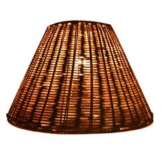 a brown lamp shade on a white background