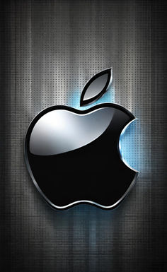 an apple logo on a metallic background