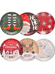 assorted christmas plates with santa claus and snowflakes