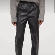 Black Leather Pants From H&M. Stretchy Elastic Waist. Size 4. New With Tags. Straight Leg. Jogger Style. Black Leather Pants, Fashion Joggers, M Pants, Faux Leather Pants, Pants Color, Waist Size, Pant Jumpsuit, Leather Pants, Elastic Waist