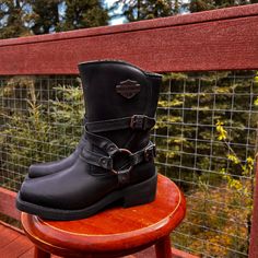 Harley Davidson Ingleside Boots. Womens Size 7m Stock Id #87091 Zipper Side These Boots Have Been Worn Once. They Are In Prefect Condition Minus A Small Scratch Near The Toe ( Pictured) Feel Free To Message With Further Questions. Moto Boots With Reinforced Heel And Almond Toe, Almond Toe Moto Boots With Reinforced Heel, Black Boots With Removable Insole And Snip Toe, Leather Heeled Boots With Round Toe For Outdoor, Black Closed Toe Boots With Heel Loop, Leather Boots With Heel Loop And Almond Toe, Closed Toe Moto Boots With Reinforced Heel For Outdoor, Leather Almond Toe Boots With Heel Loop, Outdoor Moto Boots With Reinforced Heel And Closed Toe