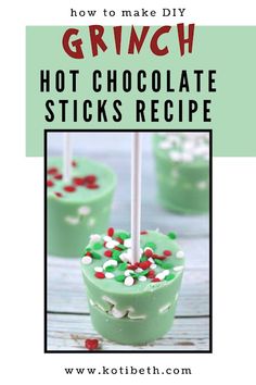 an image of how to make diy grin hot chocolate sticks recipe with text overlay