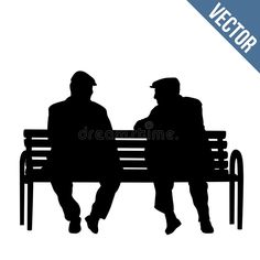 two people sitting on a bench silhouetted against a white background